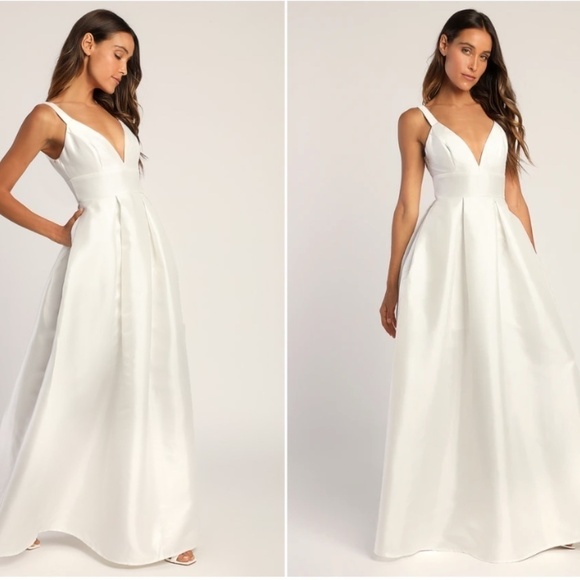 LULU's Bridal Wedding Chic Modern Sexy Minimalist Ballgown NWOT - Picture 4 of 4